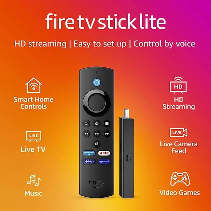 Fire TV Stick Lite with Alexa Voice Remote Lite | HD streaming device (no TV controls)
